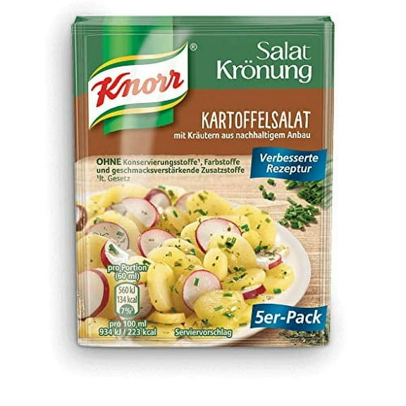 Knorr Salat Kronung salad dressing: Kartoffelsalat / Potato Salad (5 packets/5 x 8g)