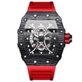 thumbnail image 1 of Reloj de Cuarzo Esqueleto Tonneau para Hombre, Correa de Silicona Impermeable Luminosa Estilo de Carreras, 1 of 5