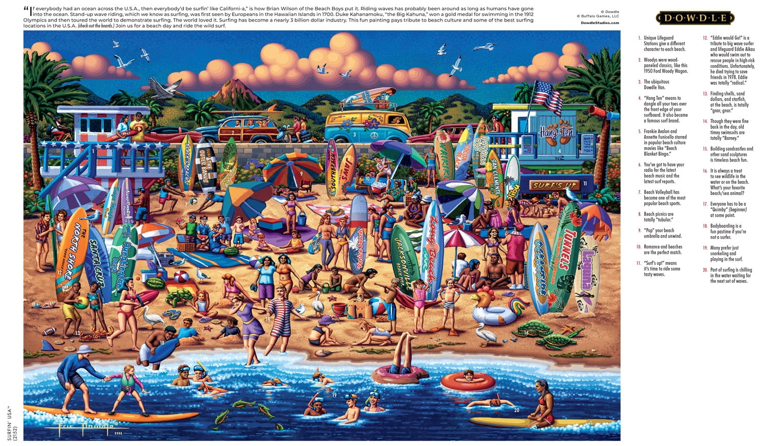 Buffalo Games 2000-Piece Dowdle Surfin' USA Interlocking Jigsaw Puzzle