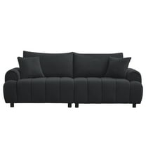 WUTUTUEE Modern Boucle Loveseat,2-Seater Curved Sofa with Plush Sherpa Upholstery,Oversized Comfy Couches for Living Room,Bedroom,Black