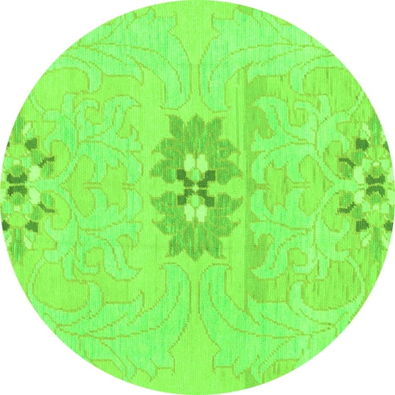 Ahgly Company Indoor Round Abstract Green Modern Area Rugs, 4' Round