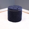 thumbnail image 2 of Monsoon Pacific Lemele Solid Round Velvet Ottoman Sharkfin Grey, 2 of 5
