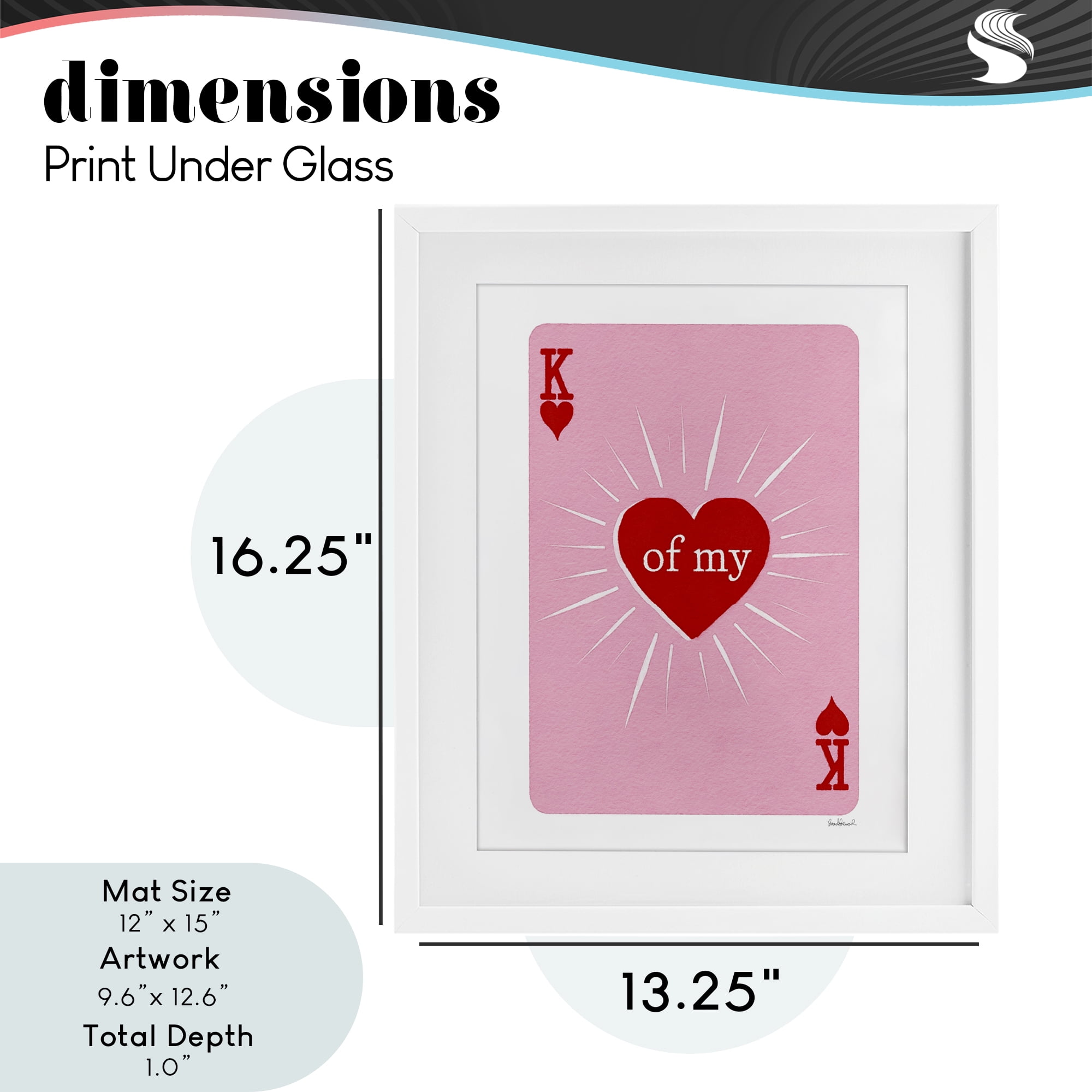 King Of My Heart White Framed Print Under Glass, design by Amanda Greenwood