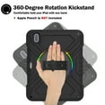 thumbnail image 3 of 3-Layer Kids Case for iPad 10th Gen 10.9" 2022, Durable Sturdy Protection Silicone PC Case with Swivel Stand, Hand Strap and Shoulder Strap + Pencil Holder with Charging Port Lid - Black, 3 of 12