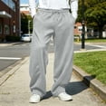 thumbnail image 5 of Mens Wide Leg Sweatpants Solid Color Elastic Waist Loose Baggy Sweatpants Fashion Casual Winter Drawstring Outdoor Workout Pants with Pockets, 5 of 9