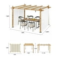 thumbnail image 3 of Goldensoil 10x13 Ft Retractable Outdoor Wood-Grain Aluminum Pergola with Canopy and Side Mesh,White, 3 of 7