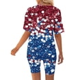 thumbnail image 6 of Guluxicc 2 Piece Women's Plus Size Matching Sets 4th of July V Neck T Shirts Slim Legging Shorts Casual Summer Loungewear, 6 of 6
