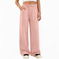 thumbnail image 4 of Sweatpants Womens 2026 Fall Baggy Wide Leg Sweatpant Fleece Lined Straight Leg Sweat Pants 28" 29" Inseam Pink 2XL, 4 of 6