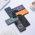 thumbnail image 5 of For Samsung Galaxy S22 Ultra Matte Case [Compatible with Magsafe] Soft TPU Bumper + PU Leather Cloth Textured Back Ultra-Thin Business Shockproof Soft Drop Protective Case,Purple, 5 of 8
