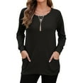 thumbnail image 4 of TARAINYA Women's Daily Wear Long Sleeve Sweatshirt Casual Loose Round Neck Pullover with Pockets, 4 of 9