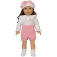 thumbnail image 3 of Doll Clothing for 18 inch Baby Doll Pink and White Lotus Collar Wool Set, 4 Pieces Set, 3 of 5