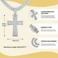 thumbnail image 4 of VNOX VNOX Mens Womens Large Cross Necklace with Stainless Steel Cubic Zirconia Inlay Diamond Pendant and Iced Out Cuban Chain Miami Style Hip Hop Jewelry Christmas Costume, 4 of 8