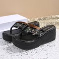 thumbnail image 4 of Samdudou Wedge Sandals Open Toe Thong Flip Flop Glitter Embellished Heel Summer Casual Beach Pool Vacation Ladies Outdoor Style Footwear Daily Wear Lightweight Modern Trendy, 4 of 6