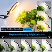 KIRKAS Magnifying Glass with Light, Long Swing Arm, Any Color Modes & Stepless Dimming LED Magnifying Lamp with Clamp, Memory Function Lighted Magnifier for Crafts, Reading, Hobby, Close Work