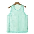 thumbnail image 4 of FRSASU Mens Knitted Tank Tops Casual Sleeveless Hollow Out Crochet T-Shirts Muscle Summer Beach Hippie Breathable V-Neck Vest Light Blue, 4 of 8