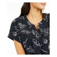 thumbnail image 3 of ALFANI Womens Black Floral Short Sleeve V Neck Hi-Lo Top Size: L, 3 of 4