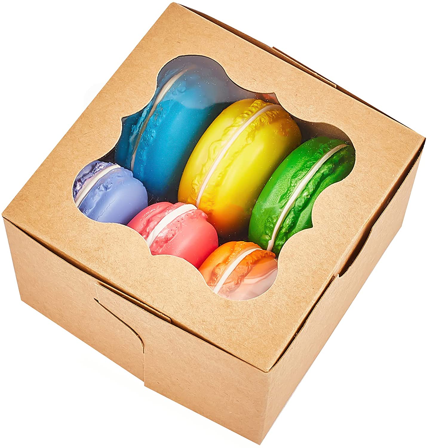 100 Boîtes Papier Kraft Marron Avec Fenêtre - Parfaites Pour Mini Cookies, Savons, Truffes, Macarons Et Pâtisseries (3 X 3 X 1,2 Cm)