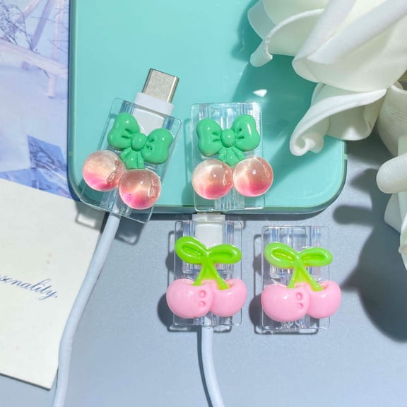 Tianyeda 4Pcs Cherry Pattern Phone Cord Protectors