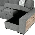 thumbnail image 4 of EUROCO 109" U-shaped Sectional Sofa Couch, Chenille Pull-out Sofa Bed with 2 USB Ports, a Storage Chaise Lounge, 4 Back Pillows and Wide Armrest with Storage Shelf for Living Room, Grey, 4 of 8