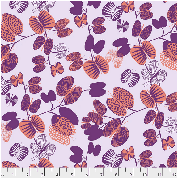 Free Spirit Bookhou After The Rain Butterfly Leaves Coral Cotton Fabric By The Yard