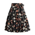 thumbnail image 1 of Aayomet Jupe Femme Rétro Décontractée Mode Imprimé Floral Ceinture Bretelles Jupe (Noir, TTG), 1 of 2