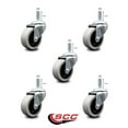 thumbnail image 2 of 2 Inch Thermoplastic Rubber Wheel 5/16 Inch Threaded Stem Caster Set of 5 SCC, 2 of 2