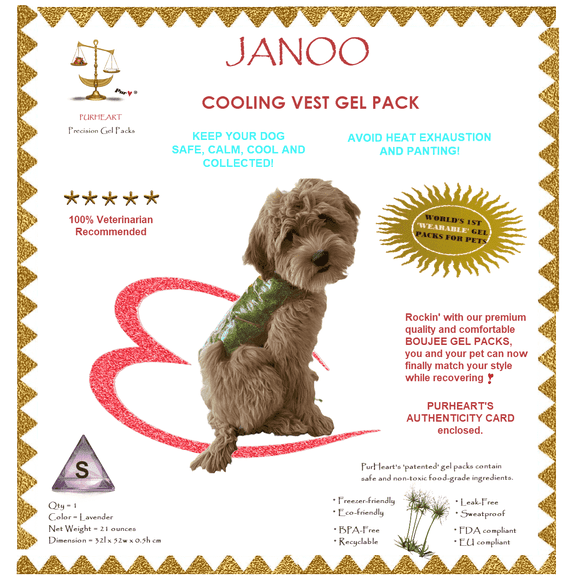 JANOO - Dog's Cooling Vest 'In Style', The World's First 'Wearable' Gel Packs for Dogs, VET-Approved Cooling TX