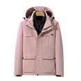 thumbnail image 4 of Windbreaker Jackets for Men Detachable Cap And Windproof Thick Three-in-one Jacket Outdoor Sports Warm Jacket Windbreaker Men Pink XL, 4 of 8