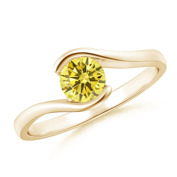 ANGARA Semi Lab Grown Yellow Diamond Bypass Ring for Women in 14K Yellow Gold (Size-5.1mm| Color-Fancy Intense| Clarity-VS) | Anniversary, Jewelry Gift for Women | Lab-Grown Yellow Diamond Ring