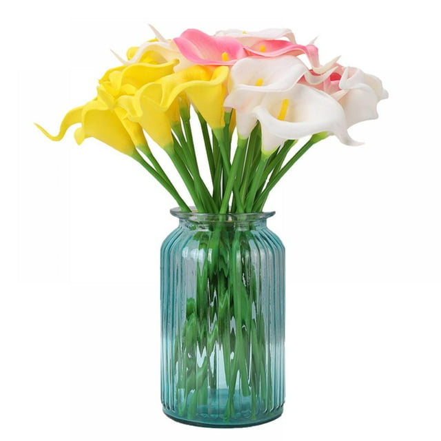 PENGXIANG Final Clear Out! 20 Pcs Calla Lily Simulation Flower Bridal Wedding Bouquet Real Touch Artificial Flowers Decoration Photography Props