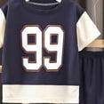 thumbnail image 3 of Ulanda Boys Clothes Boys' 2-Piece Summer Outfit Color Block T-Shirt and Shorts Set 6-16 Years (Blue, 3-4 Years), 3 of 3
