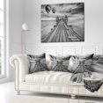 thumbnail image 2 of Designart Wood Bridge in Port between Sunrise - Sea Bridge Throw Pillow - 16x16, 2 of 4