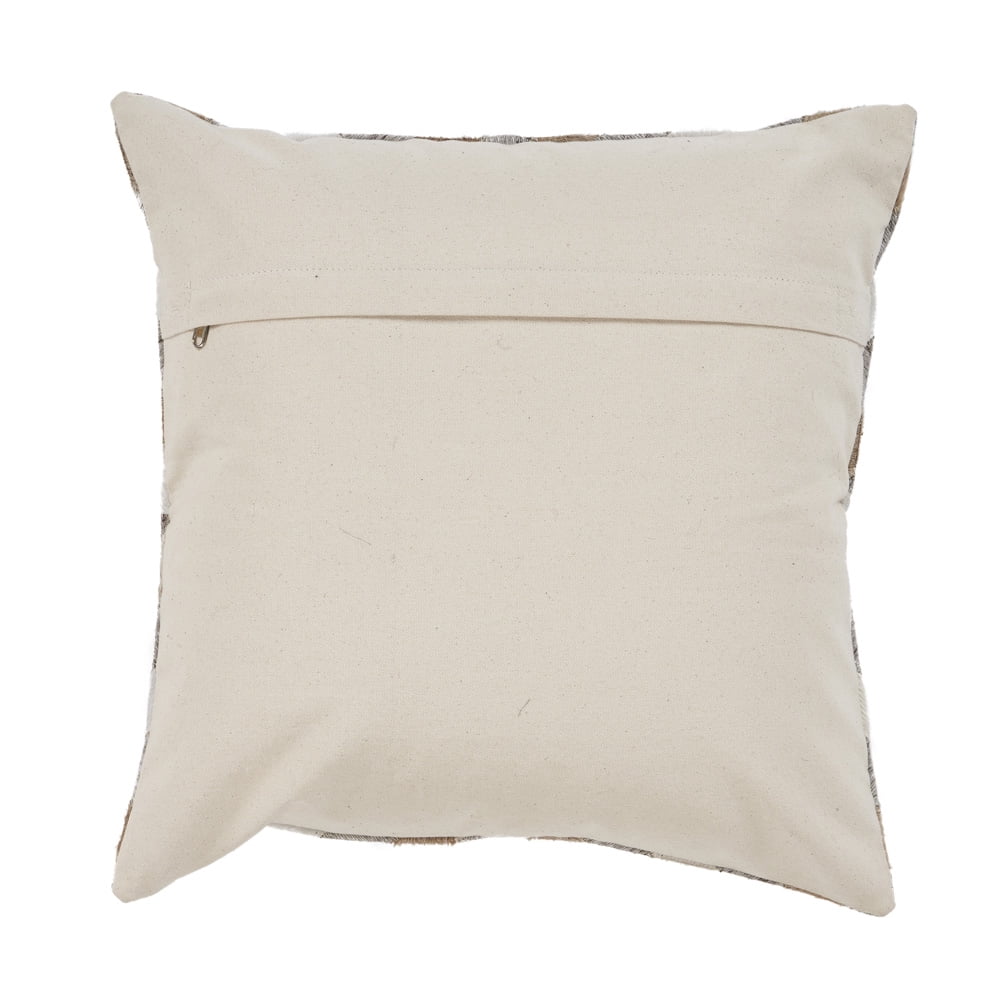 Ox Bay Xena 20" x 20" Gray/Brown Geometric Faux Hide Adult Decorative Throw Pillow Cover