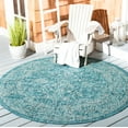 thumbnail image 3 of SAFAVIEH Courtyard Darin Botanical Indoor/Outdoor Area Rug, Turquoise, 4' x 4' Round, 3 of 11