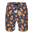 thumbnail image 3 of Balery Gingerbread Delights Traje de Baño Estilo Hawaiano para Hombre, Shorts de Secado Rápido con Bolsillos-Medium, 3 of 6