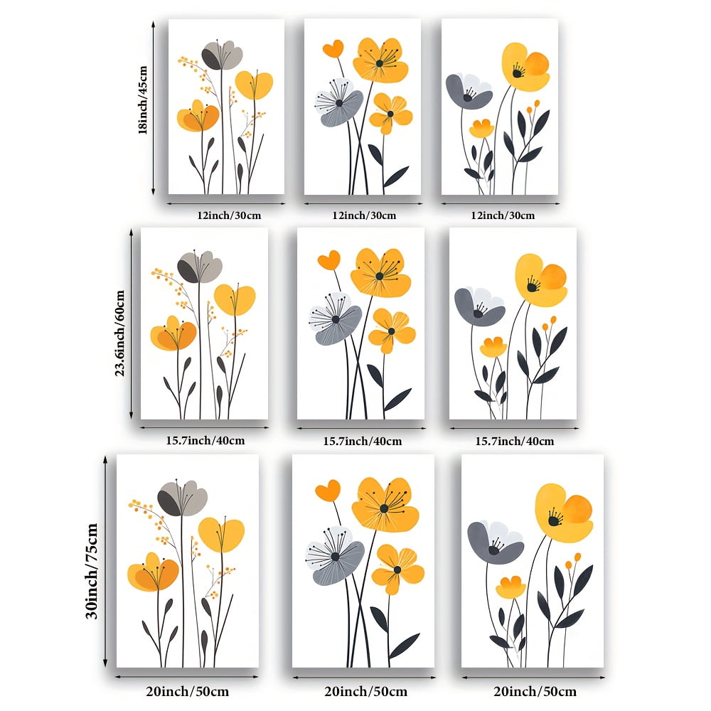 3pcs/set, Canvas Painting, Modern Medieval Flowers, Simple Artist Drawing Set, Unframed Abstract Art, 2D Flat, Perfect for Living Room, Library, Office, Cafe, Bar, Birthday, Holiday Gift