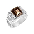 thumbnail image 3 of RYLOS Men's Rings Sterling Silver Designer Style 10X8MM Emerald Cut Shape Gemstone & Diamonds Smoky Quartz June Birthstone Rings For Men Size 10, 3 of 4