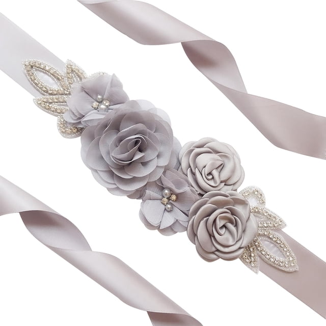 Cinturón de novia para boda, hecho a mano, para boda, fiesta, graduación, baby shower, niñas. Gris
