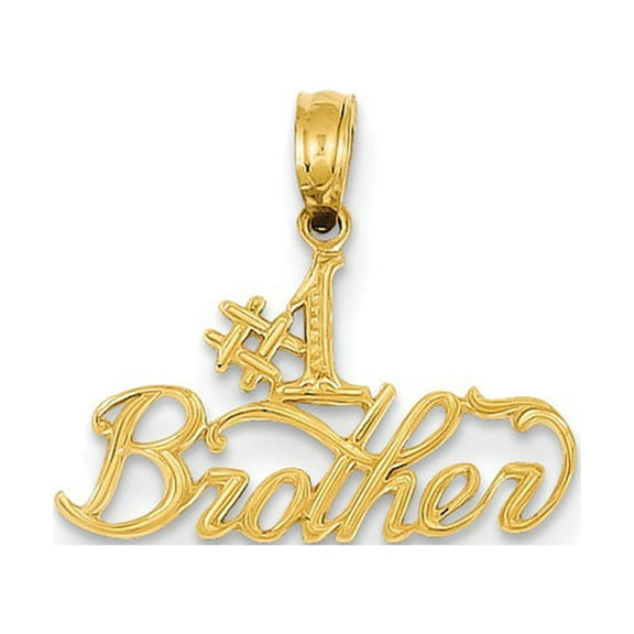 14k Yellow Gold #1 BROTHER Charm Pendant