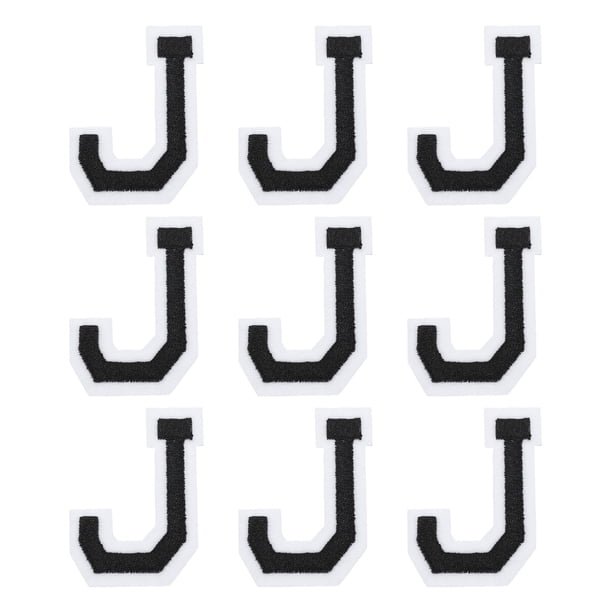Uxcell Letras J Parches Negros de Planchar Letras J Parches Bordados para Ropa, Paquete de 9