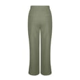 thumbnail image 5 of Nestiefly Linen Pants for Women Cotton Casual Summer Wide Leg Drawstring Elastic Trousers Side Split Beach Vacation Clothes Dark Green M, 5 of 8