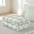 thumbnail image 6 of Manfei Geometric Check Zipper Twin Comforter Sets with Fitted Sheet and 2 Pillowcases,Classic Plaid Zipper Bedding Set,Green,Light Gray Reversible,4pcs, 6 of 8