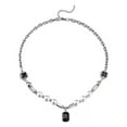 thumbnail image 2 of Eosunjian Men Necklace Punk Hip-hop Imitation Pearls Adjustable Electroplating Decoration Gift Male Faux Gem Pendant Necklace Clavicle Chain for Club Black, 2 of 11