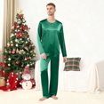 thumbnail image 2 of Matching Christmas Pajamas Family Satin Pjs Long Sleeve Crew Neck Soft Loungewear Two Piece Family Christmas Pjs, 2 of 8