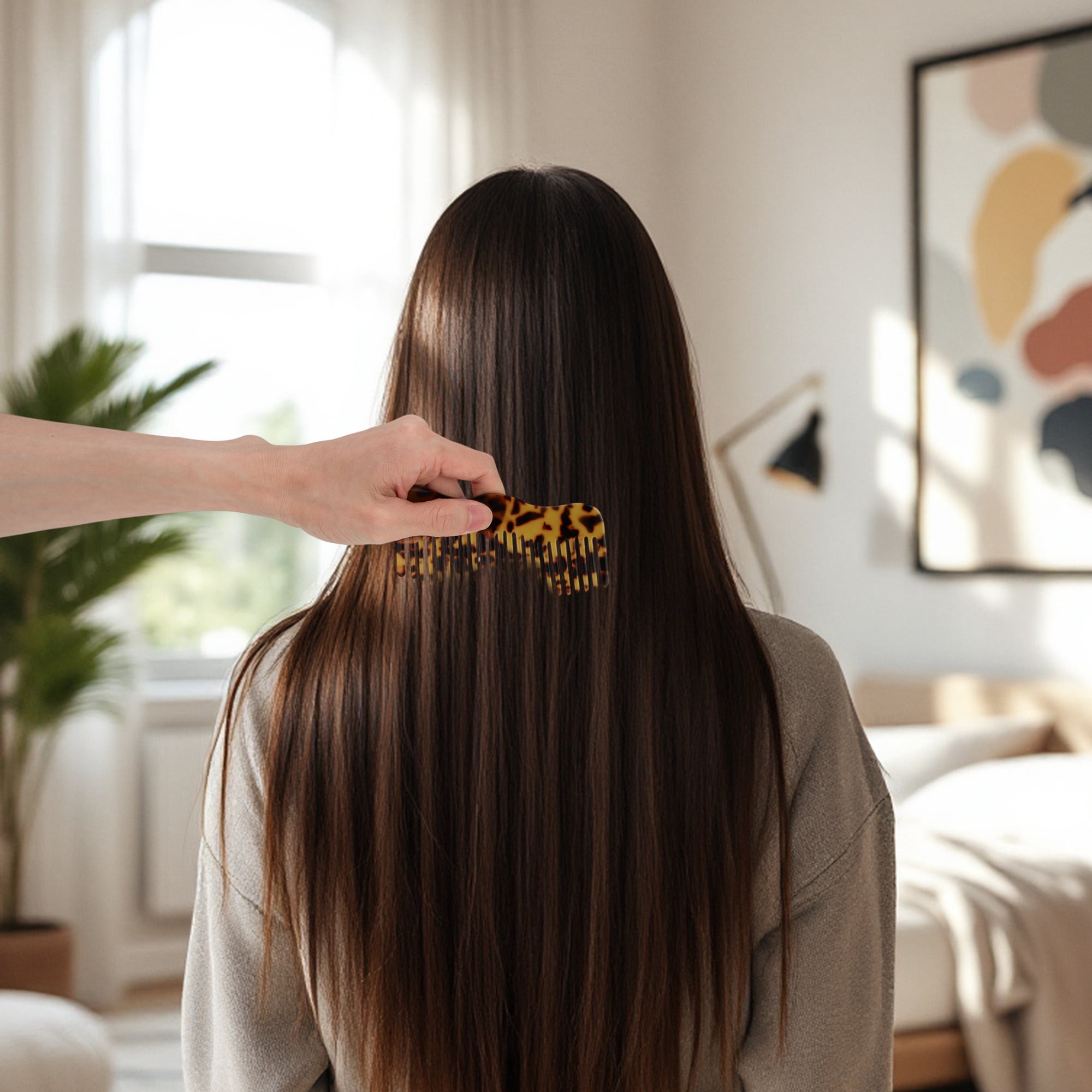 Unique Bargains 1 Pc Irregular Simplicity Hair Comb for All Hair Types Styles Brown