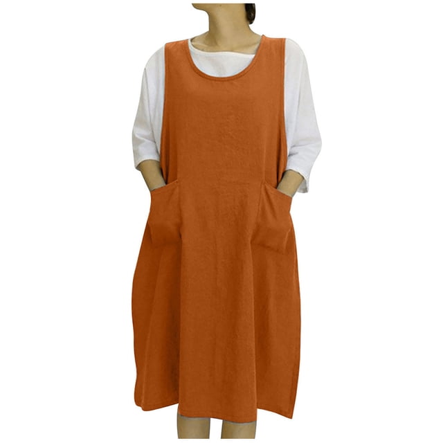 Pompotops Women's Summer Retro Round Neck Loose Lace-up Vest Dress On Sale