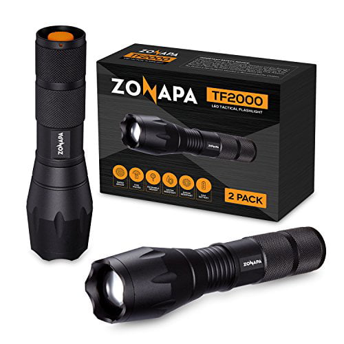5 Ultra-Bright Lighting Modes Strobe,... 2-Pack ZONAPA Tactical LED Flashlight 