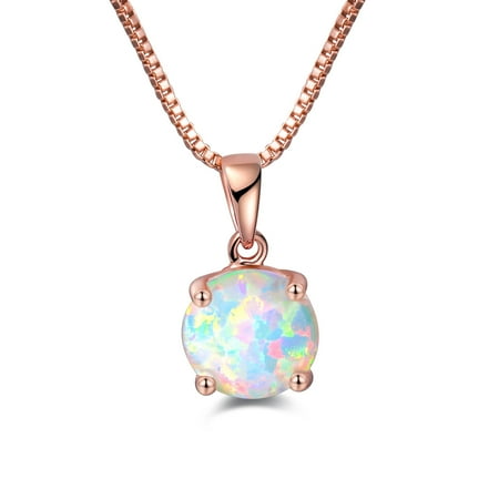 - Rose Gold Plated Fire Opal Pendant Necklace