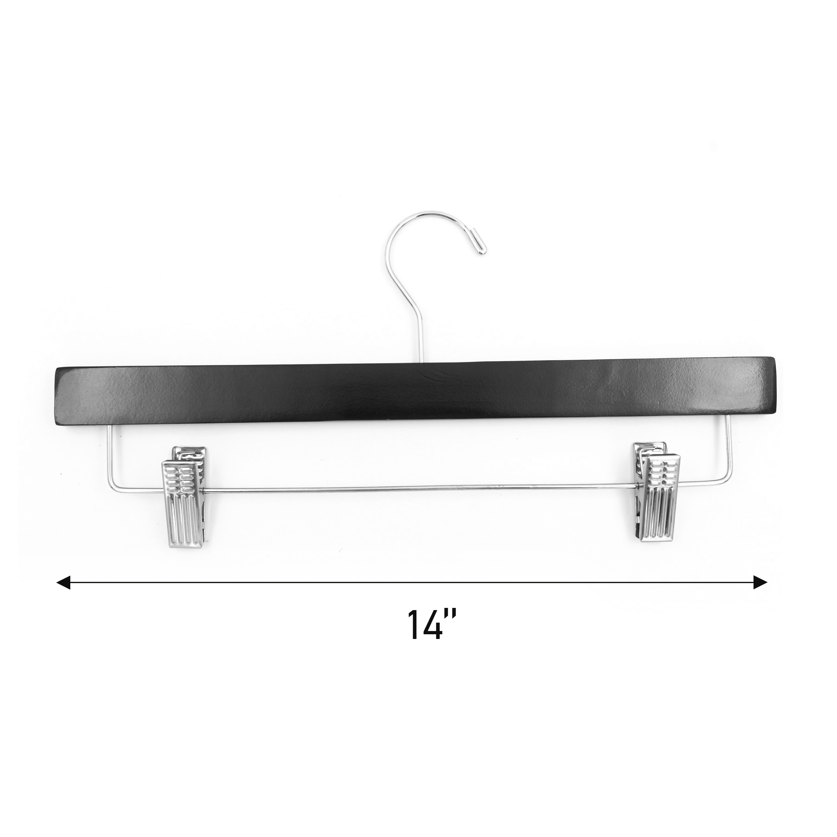 SSWBasics 14 inch Black Wood Skirt and Pants Hangers - Case of 50 - Black Wooden Pants