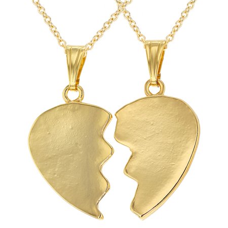 18k Gold Plated His And Hers Plain Heart Pendant Love Couple Necklace 19 Walmart Canada